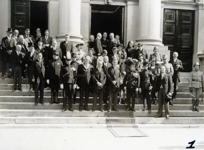 Posing in front of city hall image
